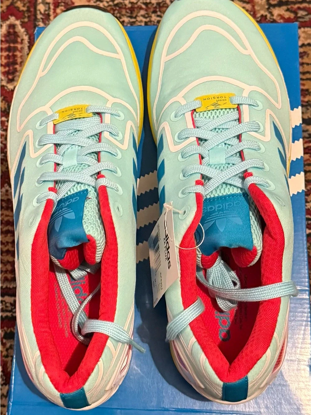 adidas ZX Flux Blue - Aqua, Yellow & Blue Athletic Sneakers
